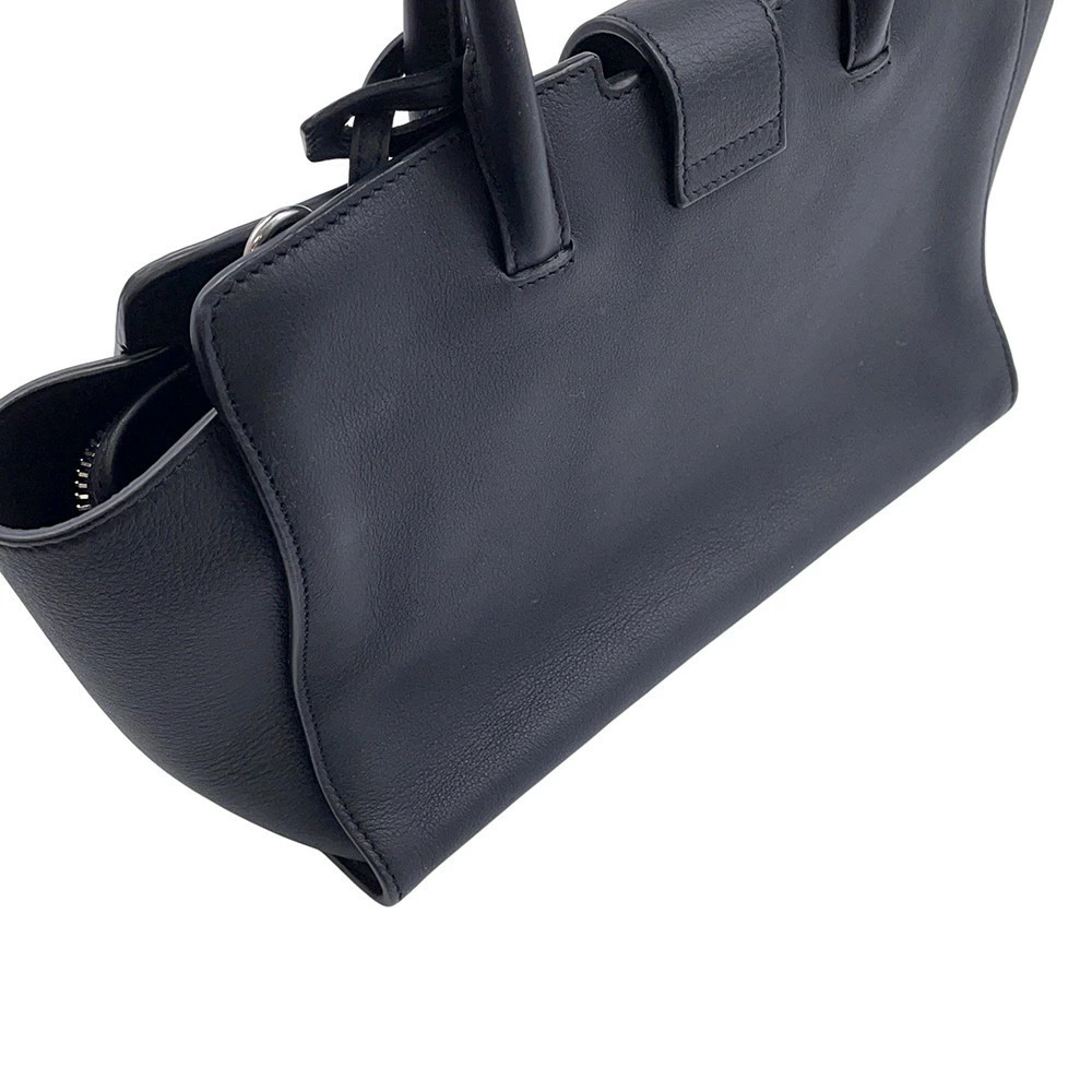 Saint Laurent Paris Baby Downtown Cabas Leather Handbag Shoulder Bag Black - Picture 7 of 12